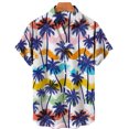 thumbnail image 2 of Camisas Para Hombre Manga Larga Negra Casual Hombres Solapa Estampado Manga Corta Puños Botón Puerto Estilo Floral Camisa Sand Beach Hawaiianss Summer Top (Purple, S), 2 of 3