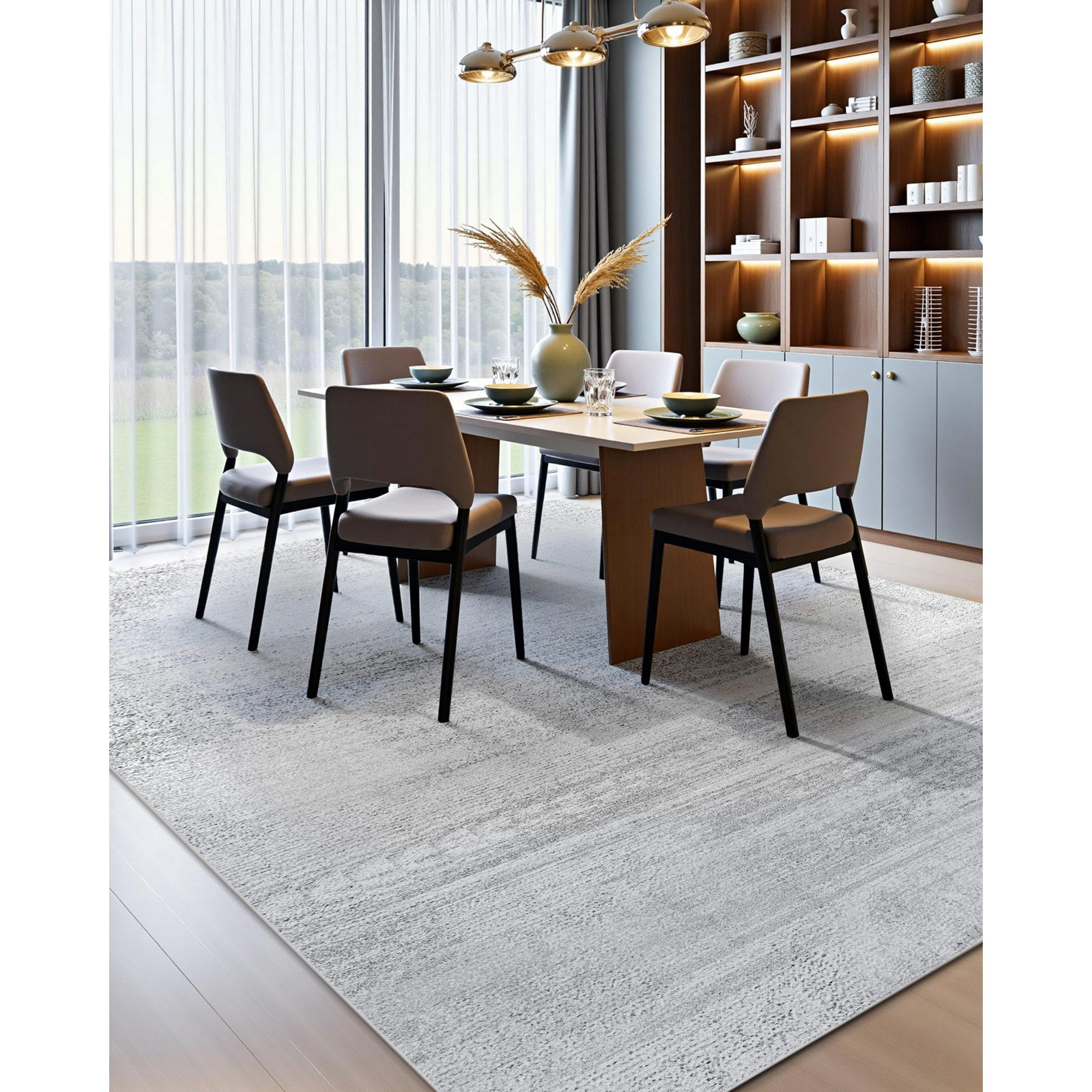 KFFKFF Large Washable Area Rug, 10 x 14 ft Soft and Durable Carpet, Non-Slip and Tear-Resistant Indoor Mat, Pet and Kid Friendly, Suitable for Bedroom, Office, Living Room, Entryway, Gray