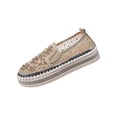 thumbnail image 2 of Women's Rhinestone Loafers Summer Breathable Round Toe Slip On Sneakers Flats Casual Comfort Glitter Bling Loafers Walking Wedding Dress Shoes Gold 8.5, 2 of 9