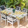 thumbnail image 2 of Spring Forsythia Flowers Table Cloths for 3 Foot Rectangle Tables, Yellow Floral Hummingbird Gray Plaid Patio Waterproof Elastic Fitted Tablecloths, Washable Rectangular Table Cover for Camping, 2 of 8