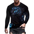 thumbnail image 1 of Hombre Unisex Diario Camiseta 3D Estampado Gráfico Estampados Animal Estampado Manga Larga Tops Casual Bloue Pompotops oipoqjl3927, 1 of 8