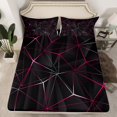 thumbnail image 1 of YST Geometric Bed Sheets, Geometry Irregular Diamond Bedding Set For Kids Teens Adult Bedroom, Lightweight Microfiber Fitted Sheet Abstract Triangle Sheets(Black Pink, Full), 1 of 5