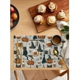 thumbnail image 2 of Halloween Pumpkin Placemats Set of 6 Black Cat Witch Hat Broom Vintage Heat Insulation Washable Place Mats, Rustic Non-Slip Table Mats for Dining Table Party Kitchen Decor,13x19 Inch, 2 of 4