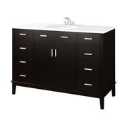 Brooklyn + Max Rockport 48 inch Contemporary Bath Vanity in Dark espresso Brown with White Engineered Quartz Marble Top