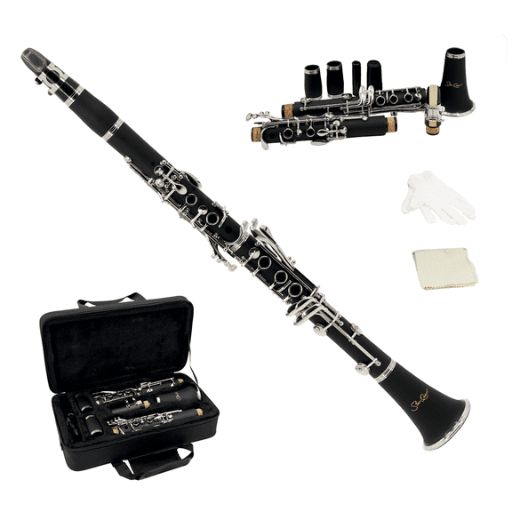 StarQuest Bb Clarinet Durable ABS Body with 17 Nickel-Plated Keys, Ideal for Beginners to Experienced Musicians, Hardened Case and Reed Included