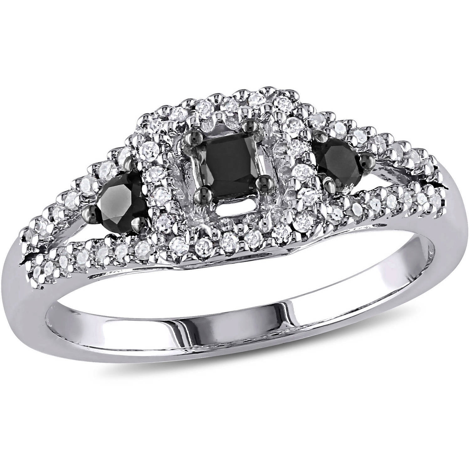 Ring in .925 Sterling Silver Oxidized with Rosecut & Pave Diamonds with Diamond shank Size 7.5 Rosecut Diamond Ring