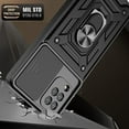 thumbnail image 6 of Rugged Case for Samsung Galaxy A42 5G Shockproof Phone Case with Camera Lens Slide Cover and Ring Holder Kickstand, Support Magnet Car Mount, Military Grade Heavy Duty Protection Cover, Black, 6 of 6