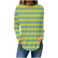 thumbnail image 1 of Annhoo Hauts Grande Taille pour Femmes Automne Décontractés Col Rond Manches Longues Tuniques Mode Imprimé à Rayures Chemises Habillées, 1 of 4
