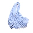 thumbnail image 2 of Qarigey Bufanda de mujer con borla, bufandas gruesas puras de invierno, chales de imitación hechos a mano, abrigos para el hogar, negocios, viajes, Accesorios de disfraces Azul claro 200*70cm Qarigey AP012535-02, 2 of 6