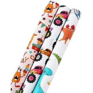 Hallmark Trendy Reversible Christmas Wrapping Paper for Kids (3 Rolls: 120  Sq. ft. Total) Dinosaurs, Koalas, Polar Bears, Penguins, Camels, Zebras,  Stripes 