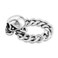 thumbnail image 3 of Vintage Punk Fiery Skull Head Gothic Sterling Silver Biker Band Ring-9, 3 of 5