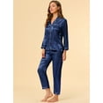 thumbnail image 4 of Unique Bargains Women's Satin 2pc Loungewear Button Down Silky Pajama Sleepwear Sets, 4 of 6