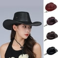 thumbnail image 7 of AYYUFE Cowboy Hat Adjustable Wide Brim Anti UV Breathable Outdoor Activities Sun Cowgirl Hat for Walking Gift, 7 of 7