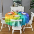 thumbnail image 2 of Colorful Tie Dye Wave Pattern Round Tablecloth 60"x60",Wrinkle Wipeable Table Cloth for Kitchen Dining Room Picnic Patio Party, 2 of 6