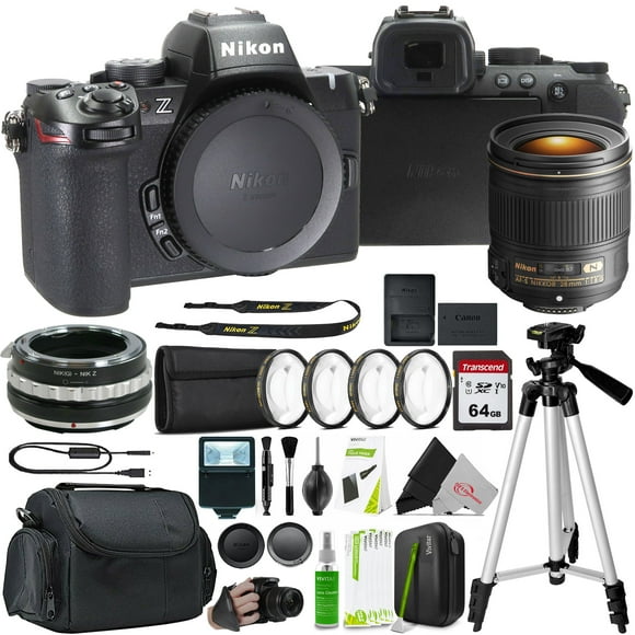 Nikon Z50 II Mirrorless Camera with Nikon AF-S NIKKOR 28mm f/1.8G Lens and F to Z Adapter Enhanced Macro Kit
