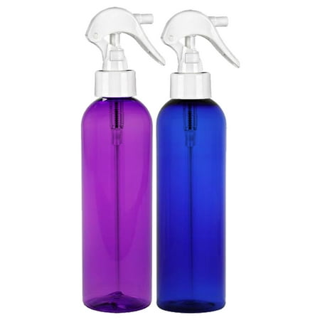 MoYo Natural Labs 8 oz Spray Bottle, Trigger Sprayer Empty Travel Containers, BPA Free PET Plastic for Essential Oils and Liquids/Cosmetics (2 pack, Multi Color)