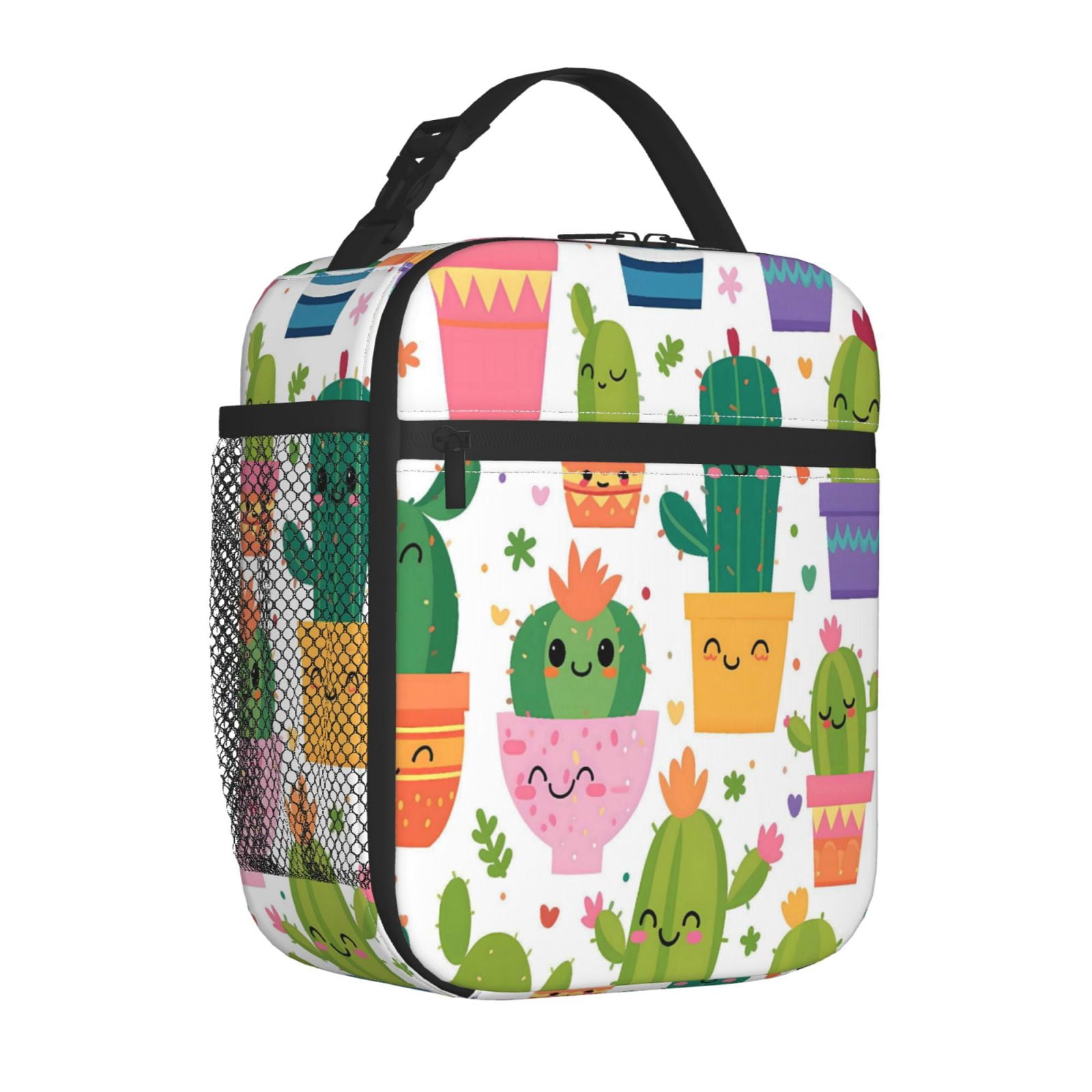 Lunch Bag For Women Men Insulated Portable Lunch Box Bento Box Office Picnic Travel Cooler Bag Cactus Potted Plant