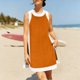 thumbnail image 2 of Vestido de Verano de Manga Corta de las Mujeres Cuello Redondo Cuello en V Sólido Casual Mini Patinador Vestido de Dos Piezas, Falda de Verano Corta, 2 of 7