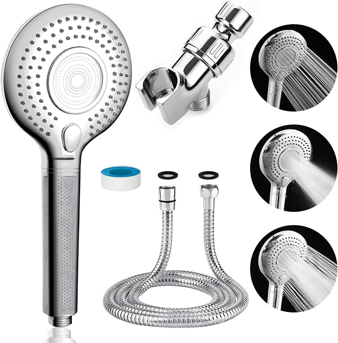 Handheld Shower Head High Pressure Spray Settings Massage Spa Detachable Hand Held Showerhead
