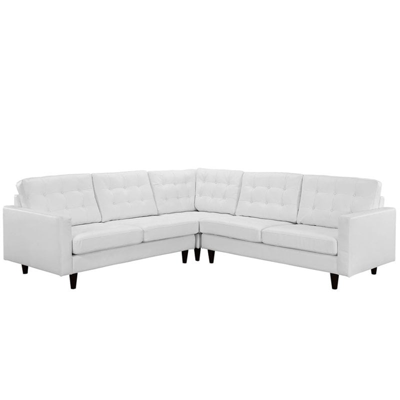 Modway Empress 3-Piece Leather Sectional Sofa Set, Multiple Colors ...
