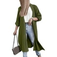 thumbnail image 4 of HAPIMO Women's Open Front Cardigans Fall Midi Peacoat Trench Coats Long Sleeve Outwear Fashion Winter Outfits Solid Color Overcoats Casual Turn Down Collar Green L, 4 of 9