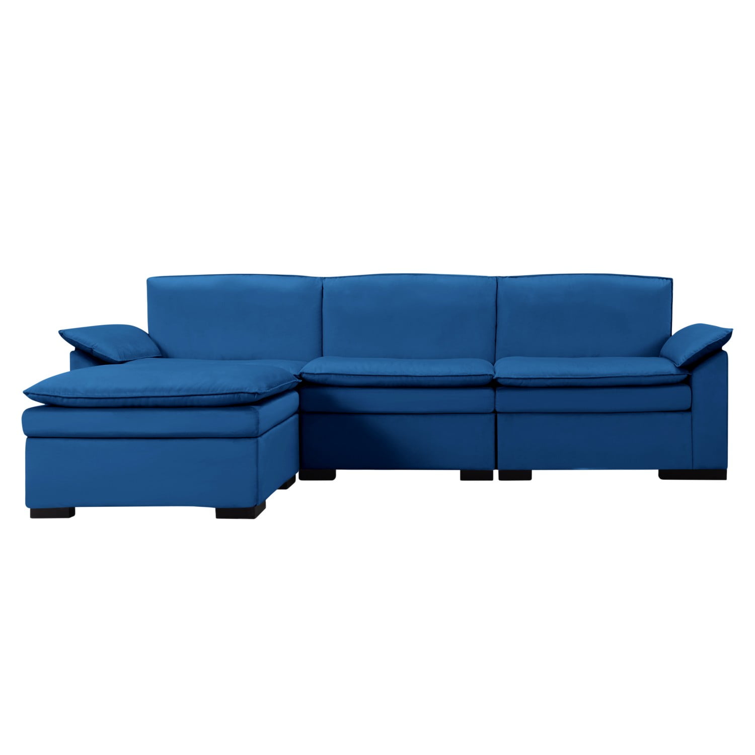 Gewnee 4-Seater L-Shaped Modular Velvet Sectional Sofa with Movable Ottoman - Living Room Furniture
