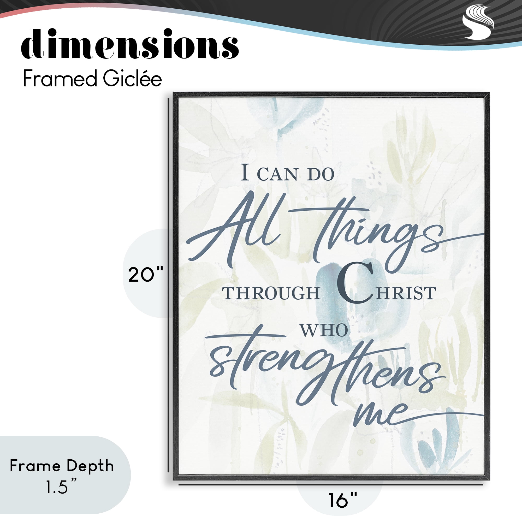 Stupell Industries All Things Through Christ Black Framed Giclee Art, design by Krinlox