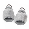 thumbnail image 3 of GYRATEDREAM Infant Baby Girls Sandals Faux Fur Slides with Elastic Back Strap Flats Slippers Shoes 0-18 Months, 3 of 5