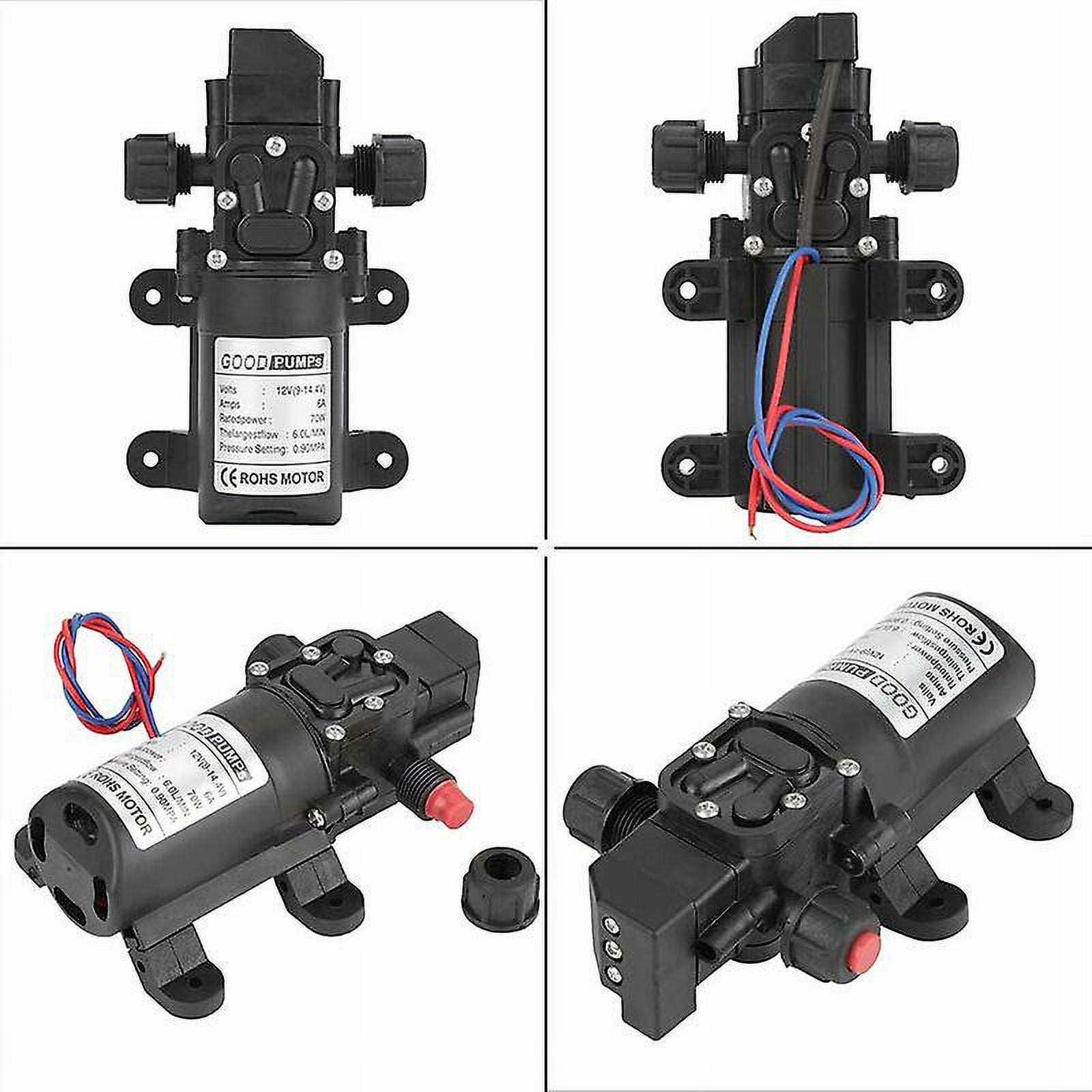 Pompe à Eau 12V Haute Pression 70W – Auto-Amorçante Membrane 6L/min, Pressostat 0.9 MPa, Idéale Pour Camping-Car, Bateau & Jardin