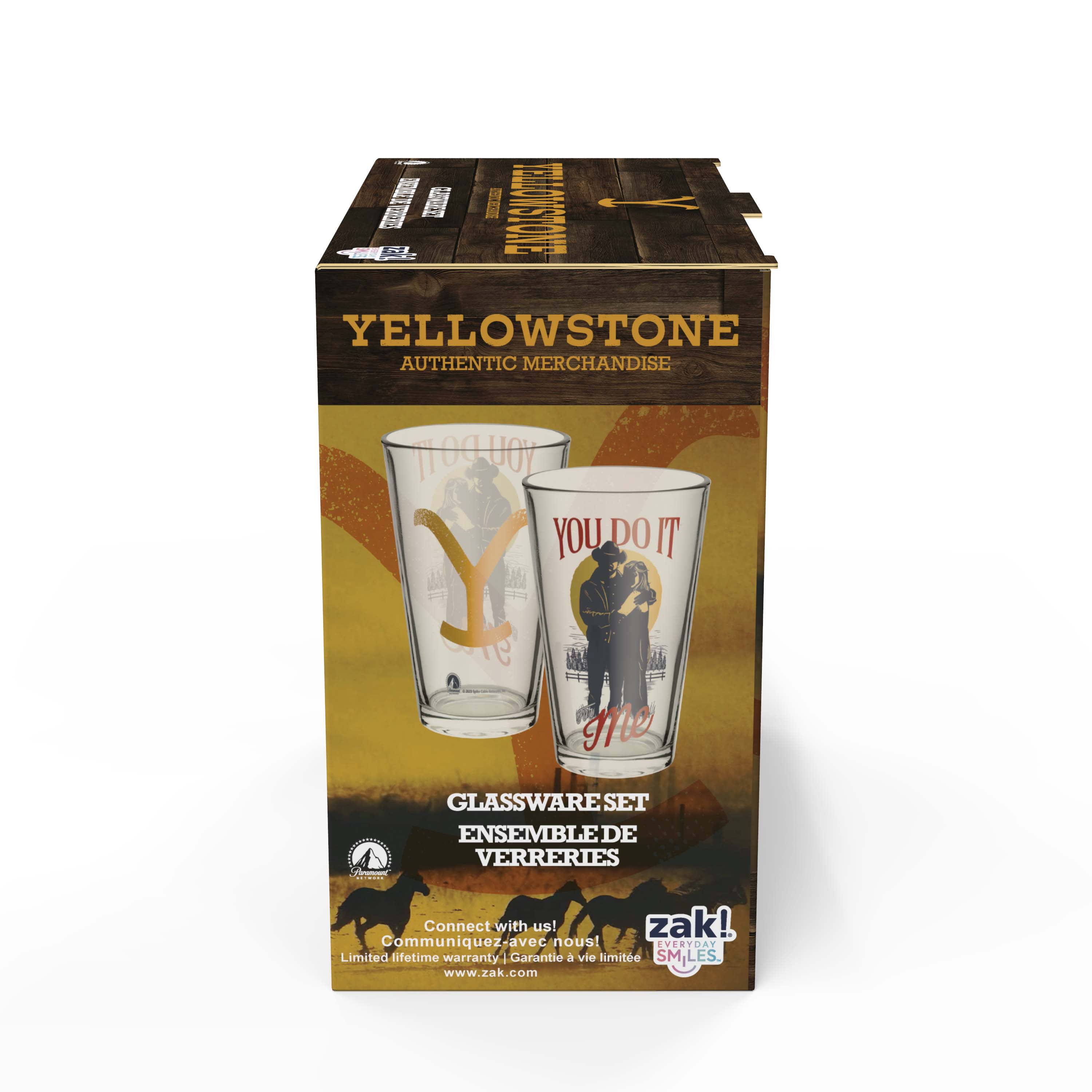 Zak Designs 16 Ounce Valentine Glass 2pk, Yellowstone