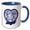 Blue/White, variant on 3drose, Thank You- Blue Willow Pattern Heart with Text Ribbon on White, 11oz Two-tone Red Mug