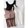 thumbnail image 4 of WHEANG Deep V Neck Tank Tops for Women Plus Size Modal Ribbed Camisole with Built in Padded Bra Slim Fit Spaghetti Strap Tank Top Simple Layering Basic Top Size L Color White, 4 of 4