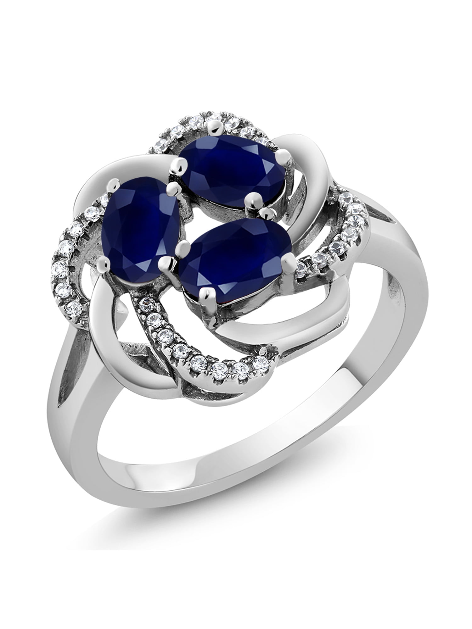 Gem Stone King 925 Sterling Silver Blue Sapphire Women's Ring 2.02 Cttw Gemstone Birthstone Available 5,6,7,8,9 
