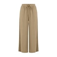 thumbnail image 5 of Tqcoqu Linen Pants for Women Casual Summer Drawstring Elastic Waist Trousers Pockets Petite Fashion Straight Pants Lounge,Khaki Women's S-XXL, 5 of 7