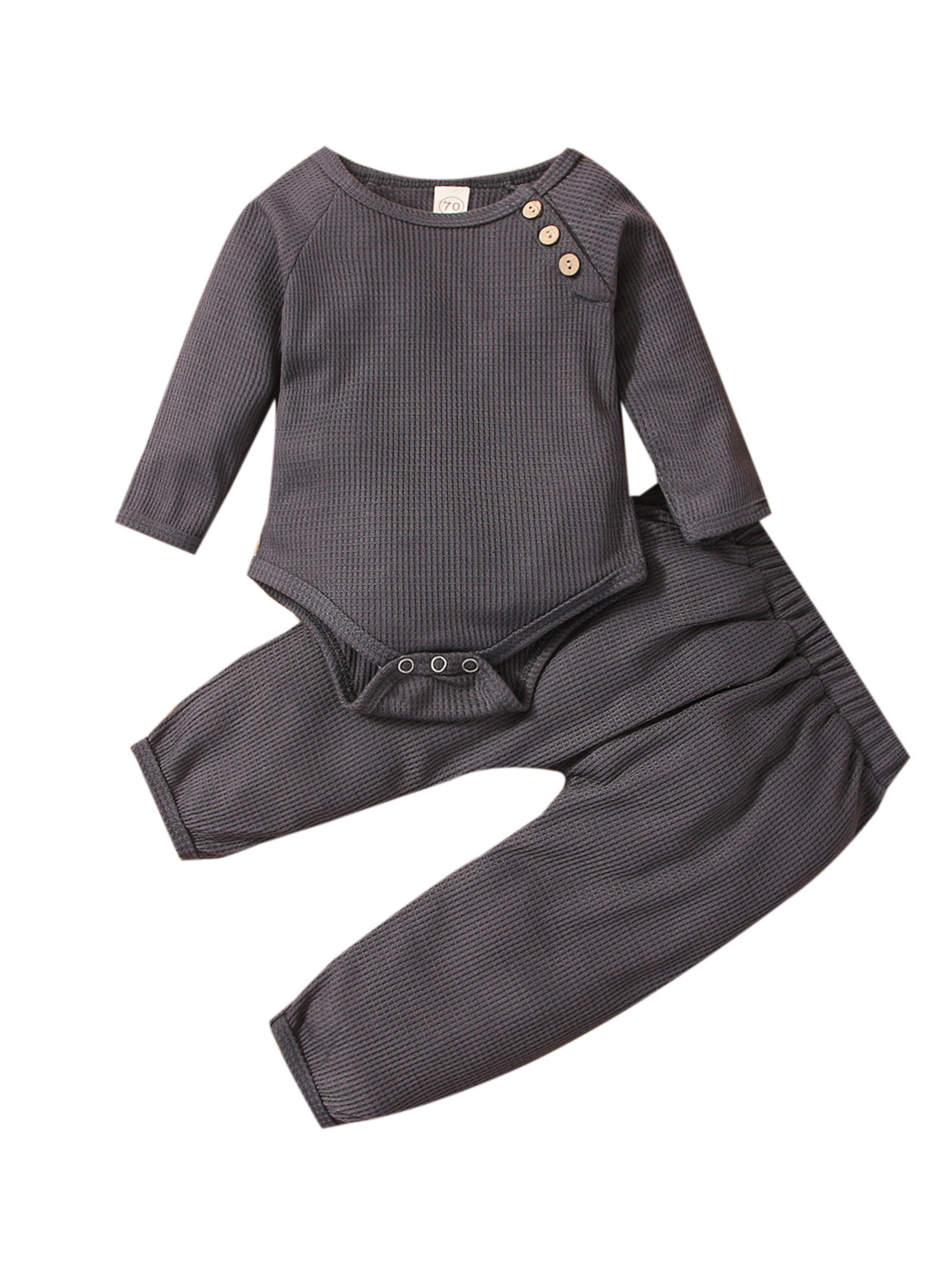 LUOTIAN-0 Newborn Unisex Baby Clothes Outfits Long Sleeve Ribbed Sleepwear 2PCS Pajamas Set