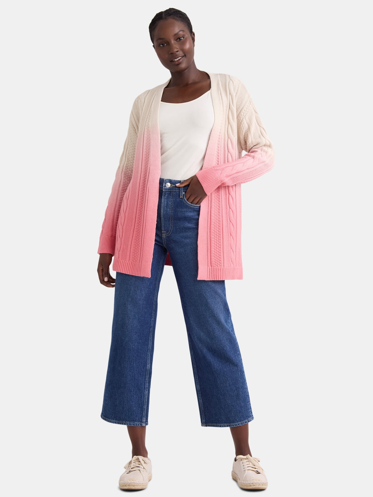 Time & Tru Women's Dip Dye Cardigan