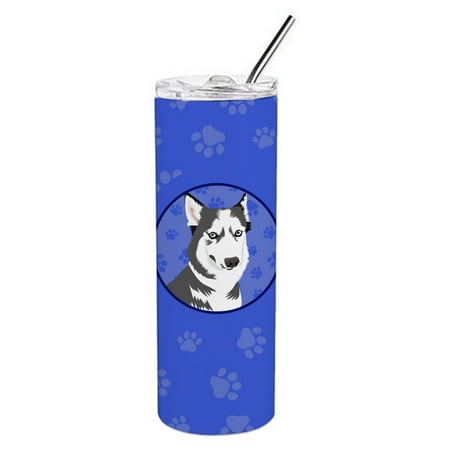 

Caroline s Treasures WDK1114TBL20 Siberian Husky Silver and White Design2 Stainless Steel 20 oz Skinny Tumbler Blue