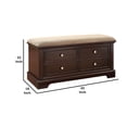 thumbnail image 5 of Benjara BM221541 Wooden Bench with Fabric Seat & Storage Space, Brown & Beige, 5 of 6