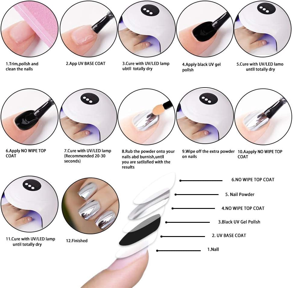 BISHENGYF 6 Box Rose Gold Chrome Nail Powder, Metallic Nail Art Pigment Powder Set, Shiny Nail Glitter Powder with Magic Mirror Effect for Nail Art Design Decoration.