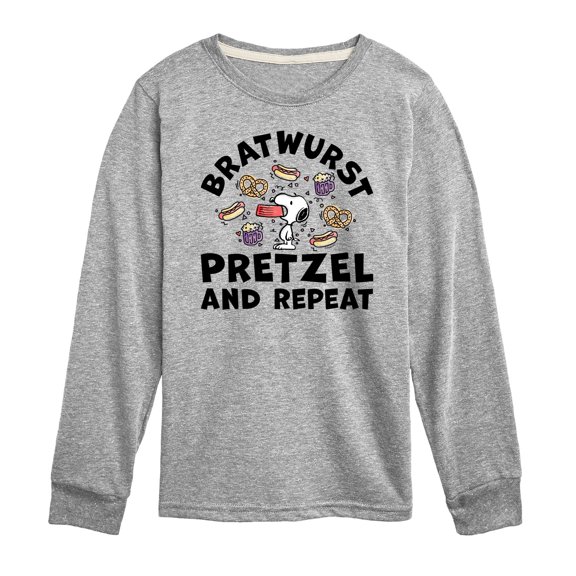 Peanuts - Bratwurst Pretzel And Repeat Snoopy - Toddler & Youth Long Sleeve Graphic T-Shirt