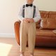 thumbnail image 3 of Odeerbi Niños 3 Pcs Caballero Traje Formal Vestido Camisa + Pantalones de Traje de Suspensión + Corbata de Palo Trajes de Boda Conjunto, 3 of 4