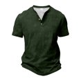 thumbnail image 3 of DDAPJ pyju Men's Short Sleeve Henley Shirt Vintage Distressed Casual Workout Tees Lightweight Summer Collarless Golf Shirts Sales of Today Army Green L, 3 of 8