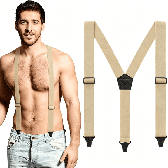 TELOLY Men Hidden Undershirt Suspender under Clothing Airport Friendly Strap Y 1.5In Athletic Suspender Heavy Duty for Jeans
