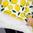 thumbnail image 3 of Oversized Wearable Blanket Hoodie,Yellow Lemon Fruit Slices White Pattern Sherpa Blanket Hoodie with Super Pockets,Super Warm Fuzzy Pullover for Women & Men, 3 of 6