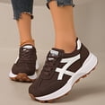 thumbnail image 2 of Rokment Running Walking Shoes for Women Fashion Skateboard Sneakers Spring Fall Comfortable Casual Suede Platform Jogging Chunky Tennis Non Slip Work Footwear Brown Size 6.5, 2 of 7