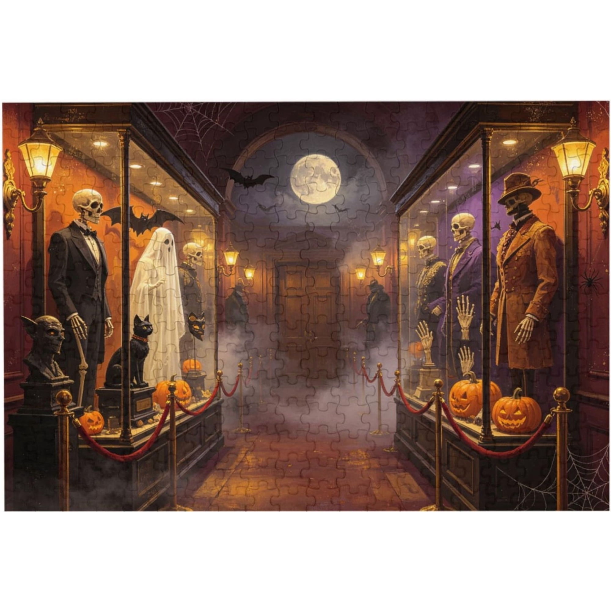 Puzzles for Adults 300 Pieces Halloween Haunted Boutique Fun Wall Art Gift Gothic Dark Birthday Gifting Keepsakes Jigsaw Stress Relief Calming Pastime Mind Focus No screen Unique Relaxing Home Decor