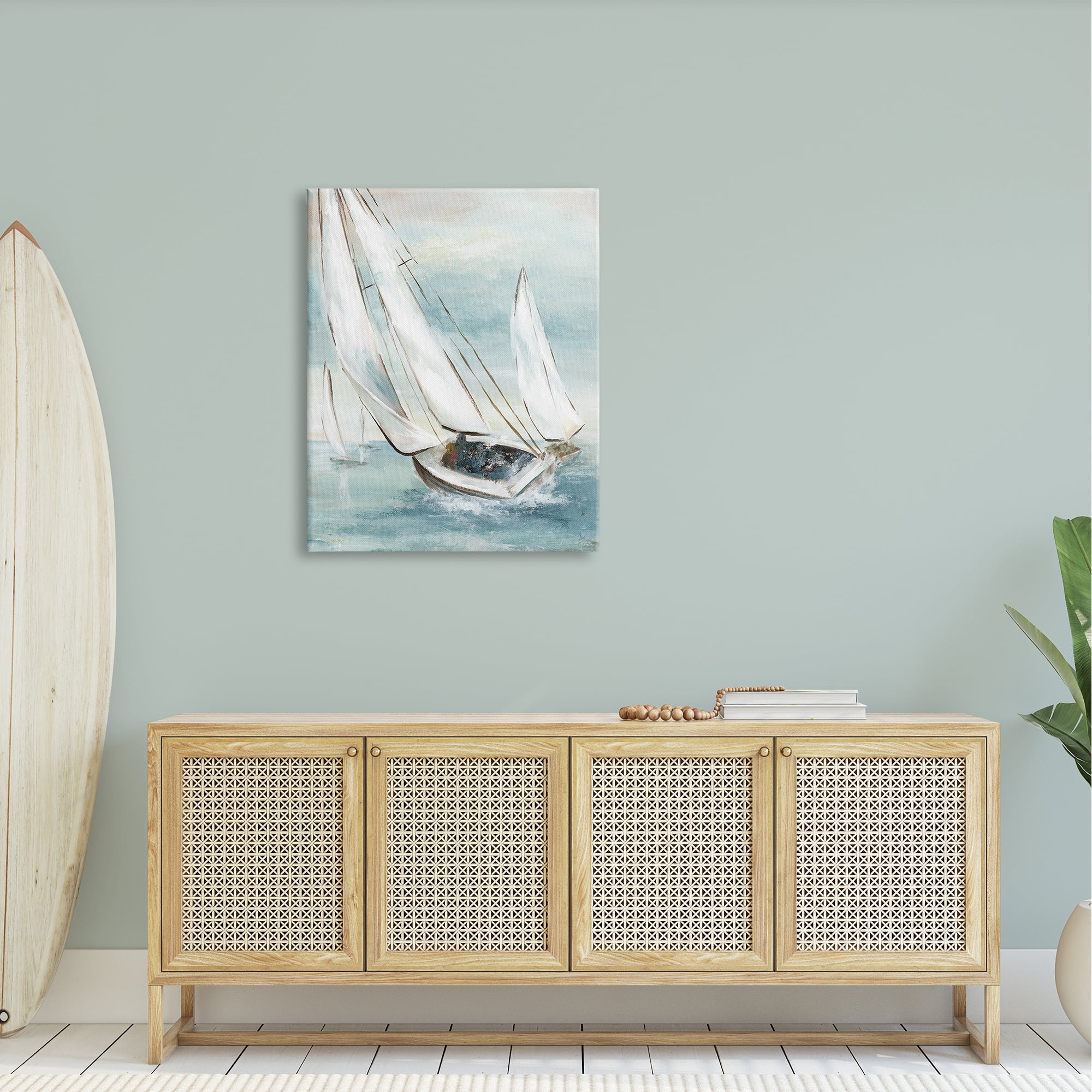 Stupell Industries Sailboat Watercraft Sailing Water Splashing Ocean Waves, 30 x 40, Design by Nan