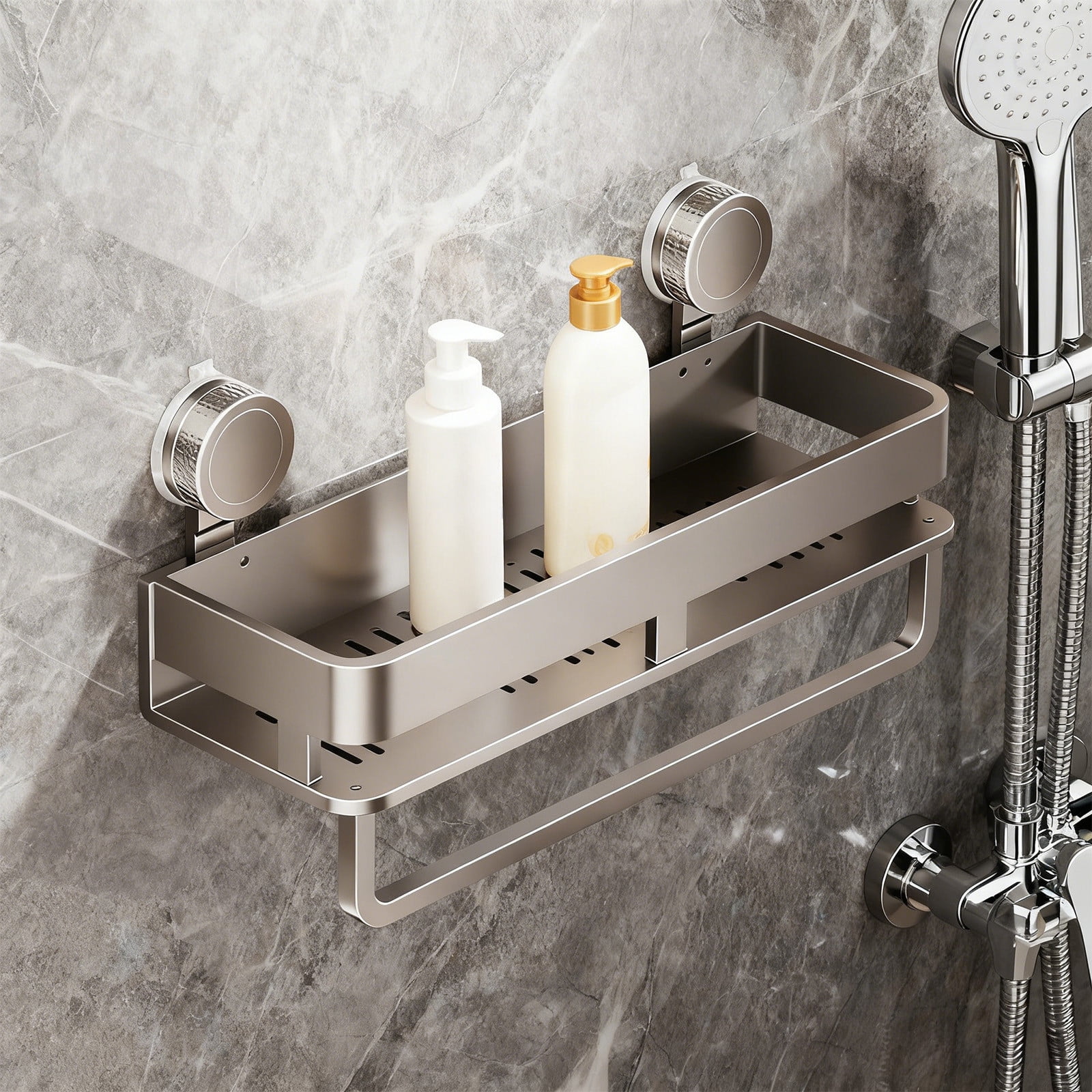 Wall Mounted Suction Cup Shelf – No Drill Required Storage Rack for Bathroom, Kitchen, and Bedroom – Versatile, Space-Saving Organizer with Rounded Corners for Safety – Easy One-Second Installation