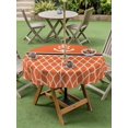 thumbnail image 3 of Outdoor Tablecloth with Umbrella Hole and Zipper, Orange Morocco Round Table Cloth 54 Inch Waterproof Tablecloth, Nautical Anchor Stripe Modern Geometric Picnic Table Cover for Patio Camping, 3 of 7