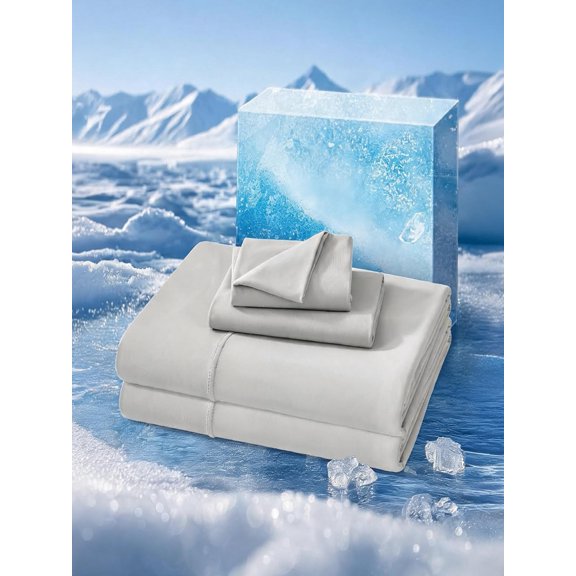 Cooling Full Size Bed Sheets Set with Deep Pockets for Mattresses Up to 18 Inches Grey